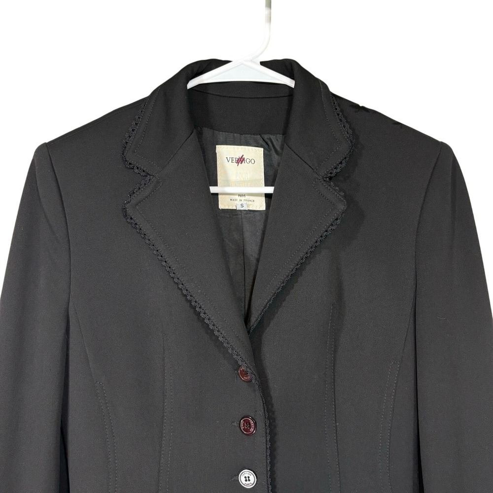 Vertigo Paris Black Blazer Jacket Women's SMALL Gothic Whimsigoth Feminine
